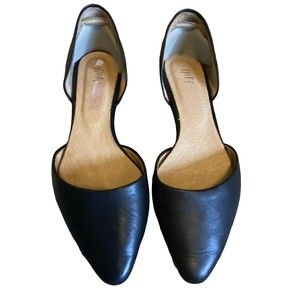 J Jill Women's D'Orsay Flats Size 8 Pointed Black Leather Slip On Shoe Comfy